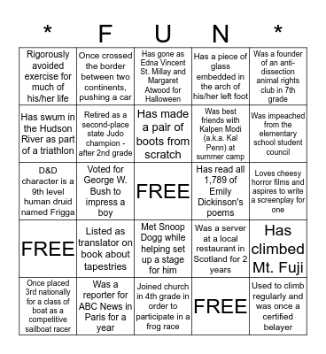 ELAL Bingo Card