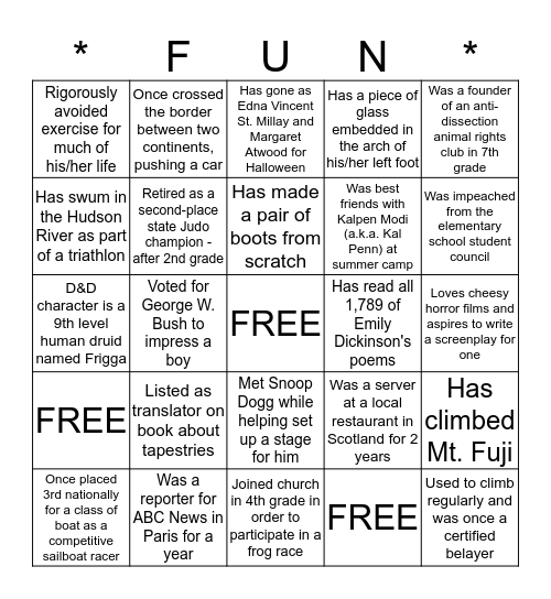 ELAL Bingo Card
