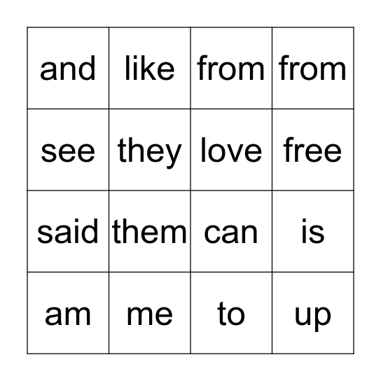 SIGHT WORD BINGO 17-32 Bingo Card