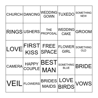 WEDDING BINGO Card