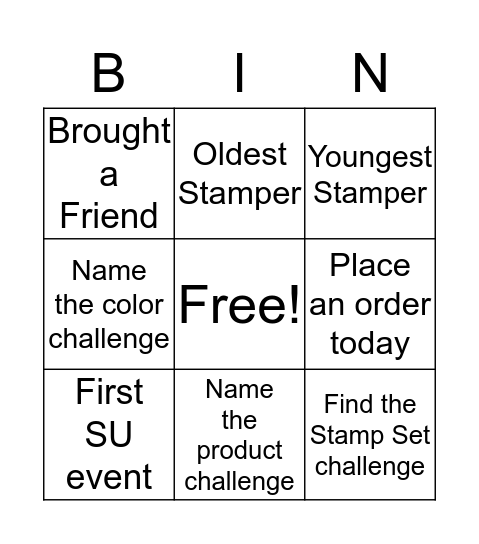 SU bingo Card