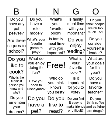 PEOPLE BINGO (GETTING-TO-KNOW-YOU )  Bingo Card