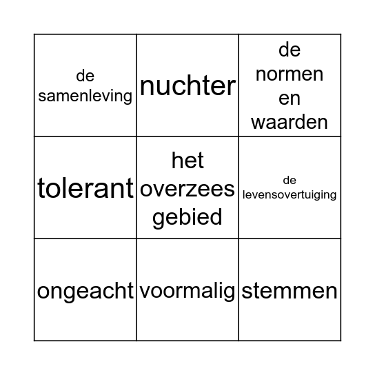 woordenschat les 5  Bingo Card