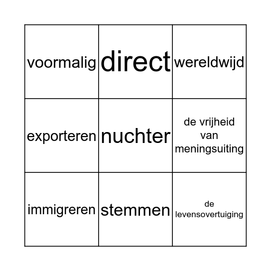 woordenschat les 5  Bingo Card