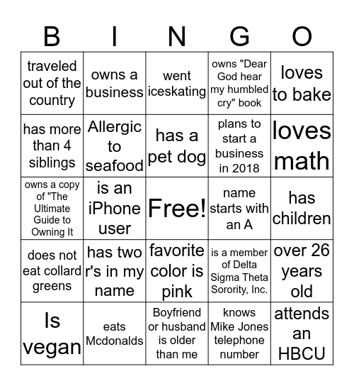 Own Your Vision Board Party 2018 Bingo Card