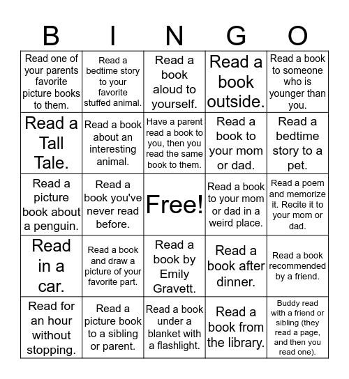 Reader Book Bingo Card