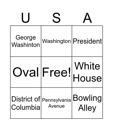 White House Bingo Card