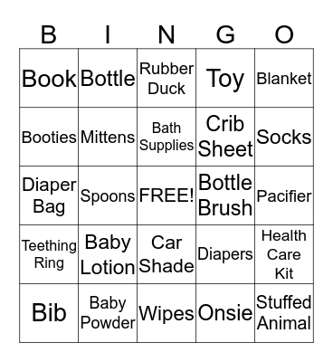 Baby Shower Bingo! Bingo Card