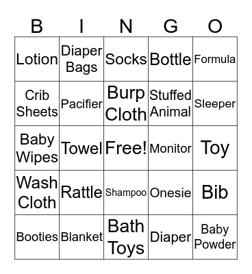 Baby Bahen Bingo Card