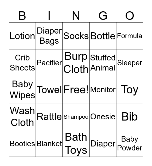 Baby Bahen Bingo Card