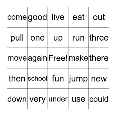 1st grade words Bingo Card