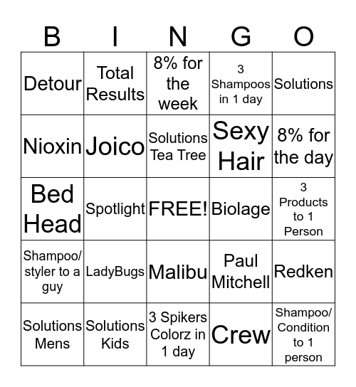 Product Bingo Card