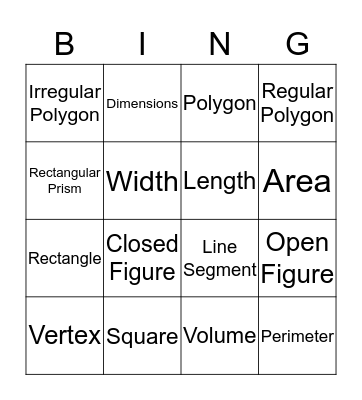 (SOL 5.8 - Perimeter, Area, Volume) Bingo Card
