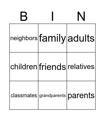 people Bingo Card