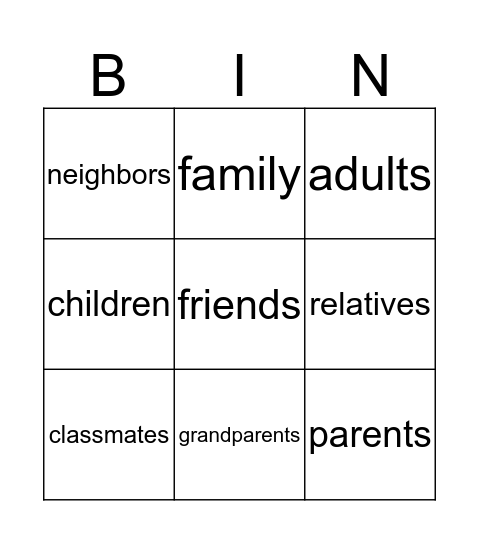 people Bingo Card