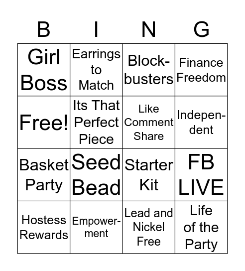 Paparazzi Blingo Bingo Card