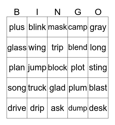 Spelling 2 Bingo Card