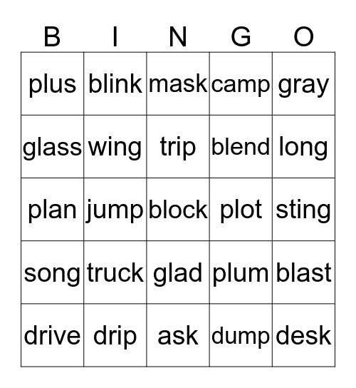 Spelling 2 Bingo Card