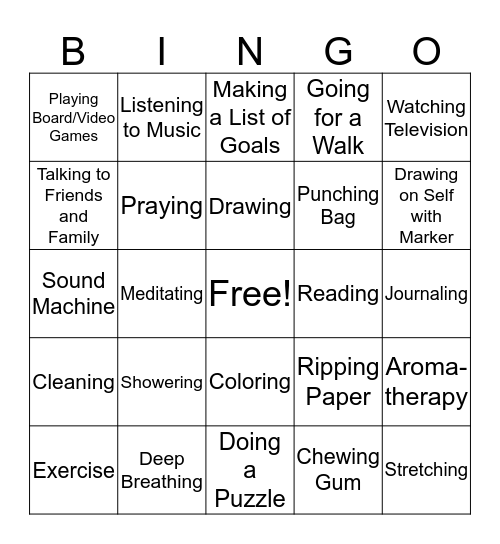 Coping Skills Bingo! Bingo Card