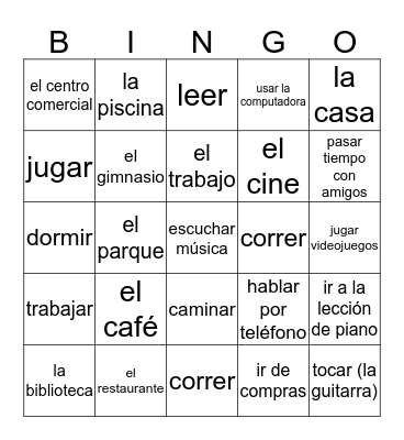El Tiempo Libre Bingo Card