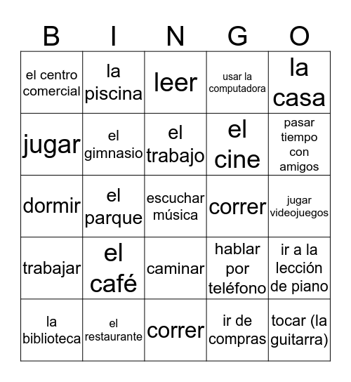 El Tiempo Libre Bingo Card