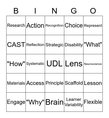 UNIVERSAL DESIGN FOR LEARNING Bingo Card