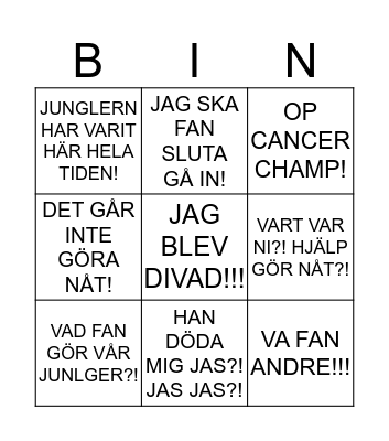 Rage Bingo! Bingo Card