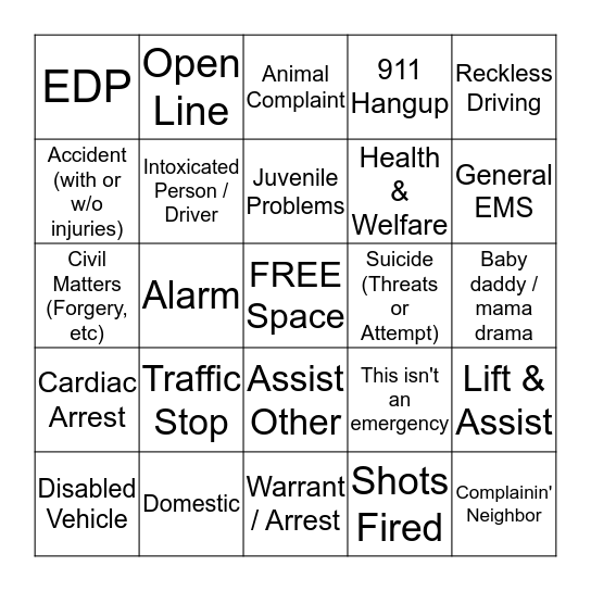 Dispatch Bingo Card
