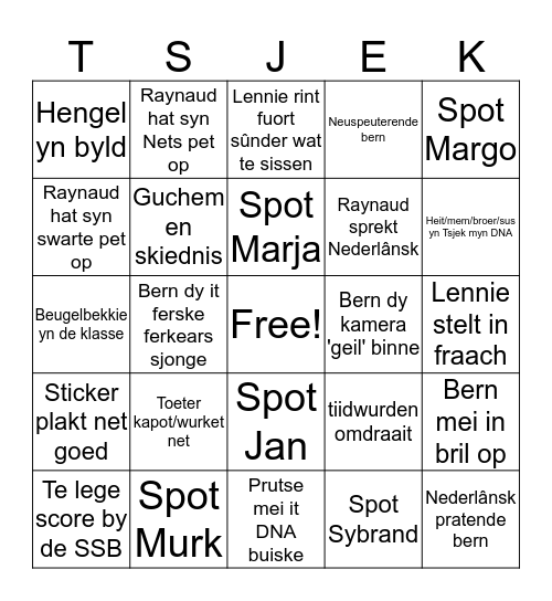 Tsjek Bingo Card