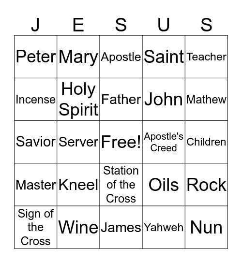 Jesus Card Bingo Card