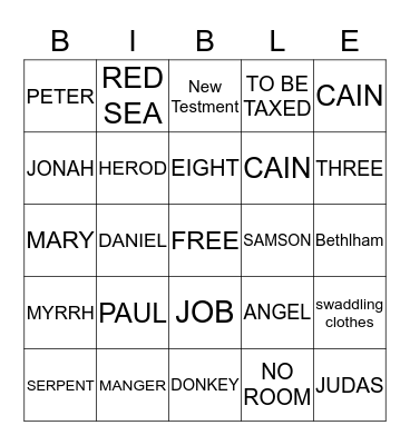 BIBLE BINGO Card