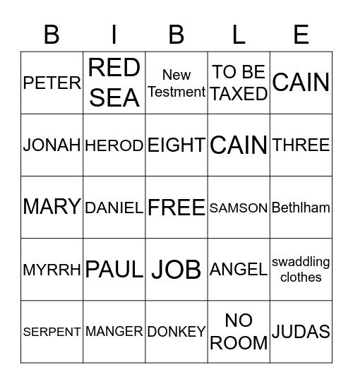 BIBLE BINGO Card