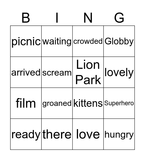 Danger at the Zoo Bingo Card