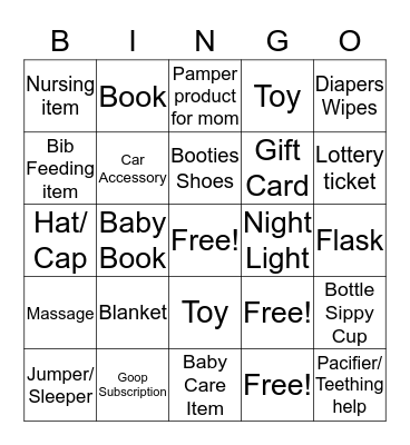 Mrs. Cheung's Babyshower Bingo Card