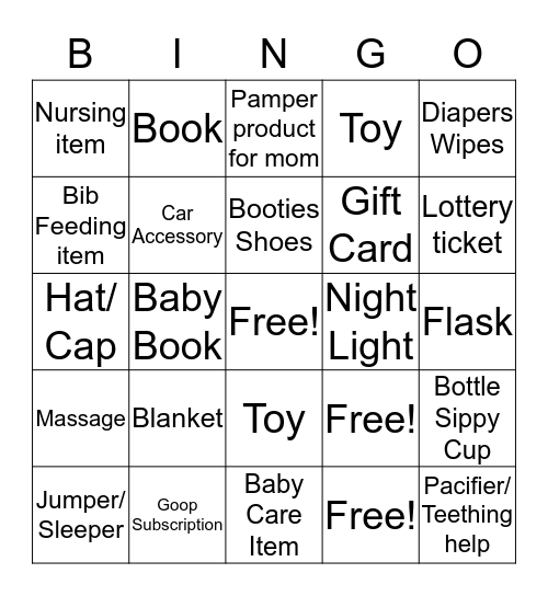 Mrs. Cheung's Babyshower Bingo Card