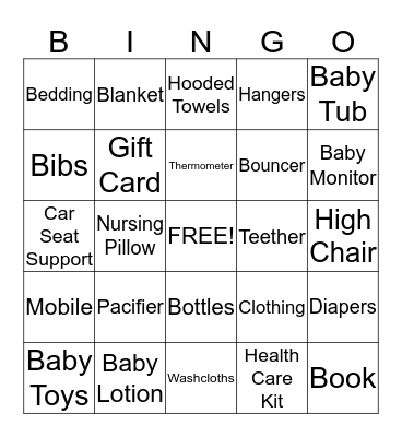 Baby Bice Bingo Card