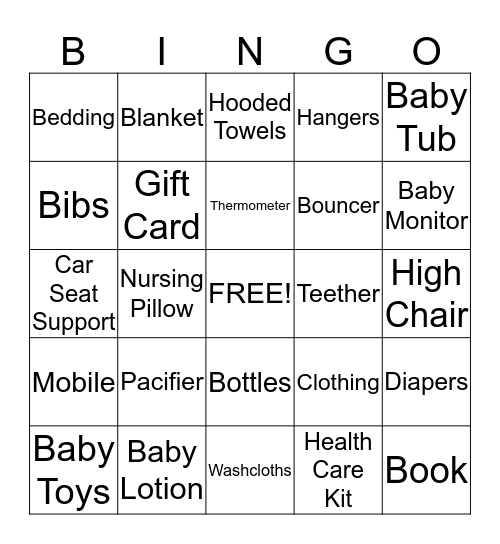 Baby Bice Bingo Card