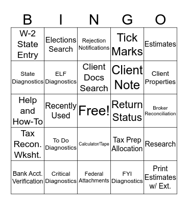 Ultra Tax BINGO Card