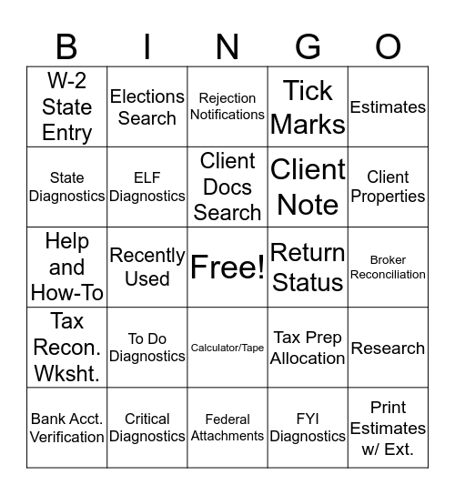 Ultra Tax BINGO Card