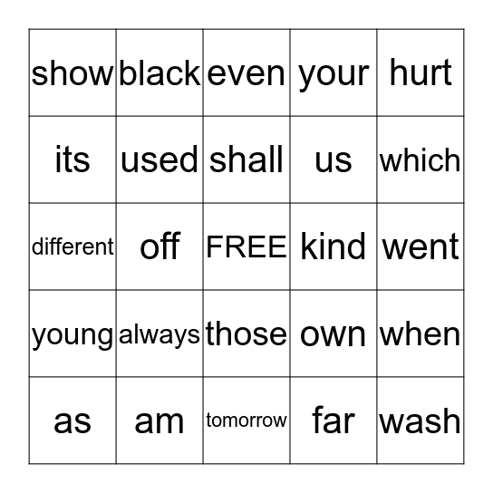 Grade 2 January Bingo Card