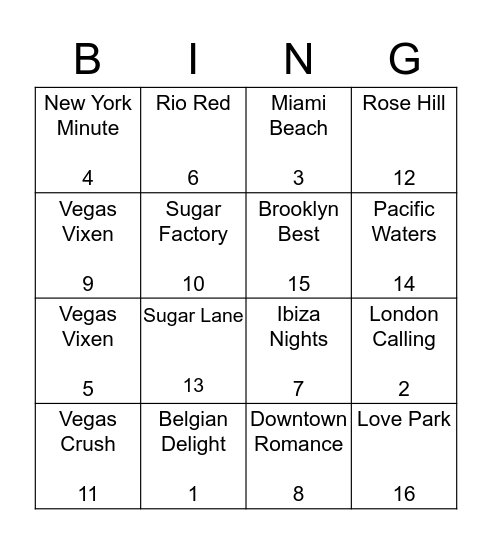 Nail Strips Bingo Card