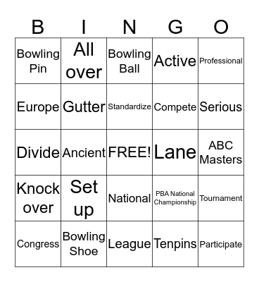 The World of Bowling Bingo Card