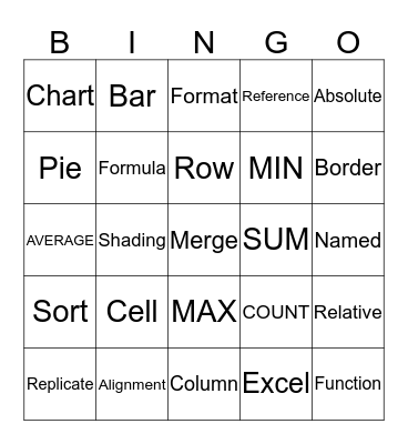 Spreadsheet Bingo Card
