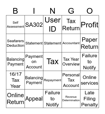 Self Assessment Bingo! Bingo Card