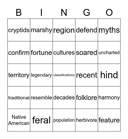 Monsters on Land Bingo Card