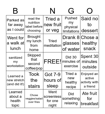 ITM Healthy 2018 BINGO Card