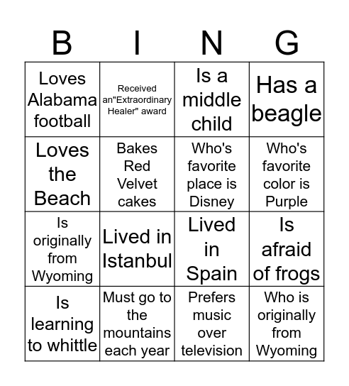 FIND SOMEONE WHO: Bingo Card