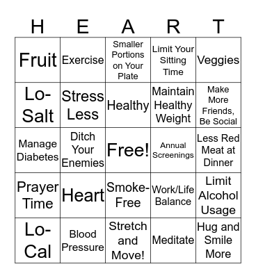 Love Your Heart B-I-N-G-O Bingo Card