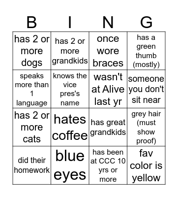 ice breaker bingo Card