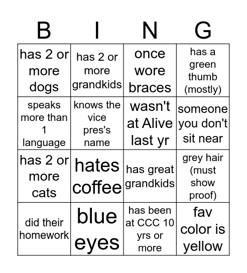 ice breaker bingo Card